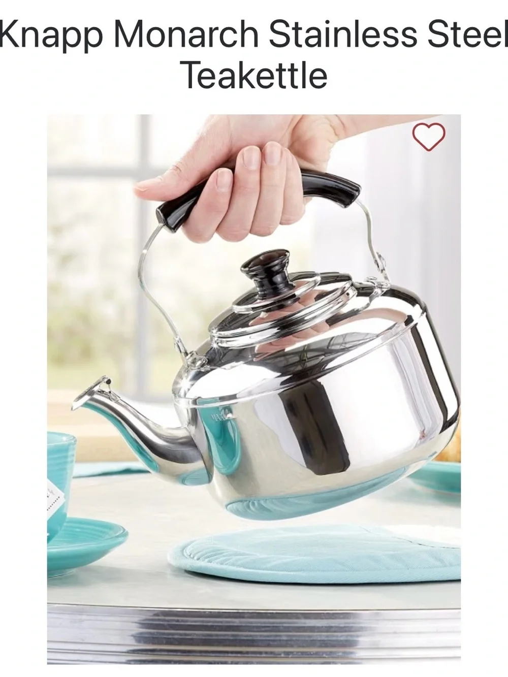 Knapp Monarch Stainless Steel Teakettle - Silver